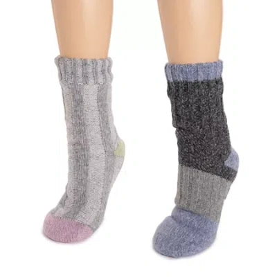 Muk Luks Womens 2 Pair Slipper Socks In Multi