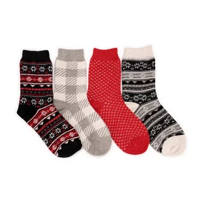 Muk Luks Womens 4 Pair Crew Socks In Multi