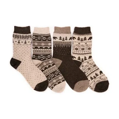 Muk Luks Womens 4 Pair Crew Socks In Brown