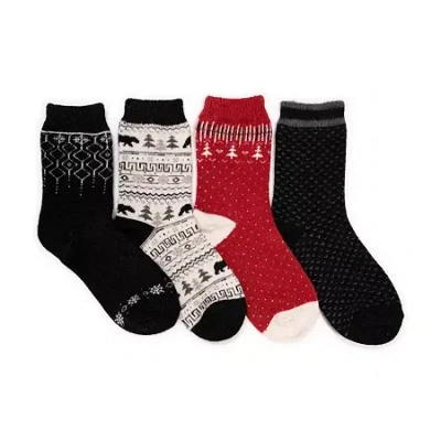 Muk Luks Womens 4 Pair Crew Socks In Sand