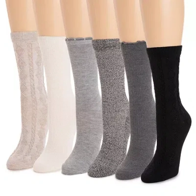 Muk Luks Womens 6 Pair Crew Socks In Multi