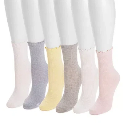 Muk Luks Womens 6 Pair Crew Socks In Multi