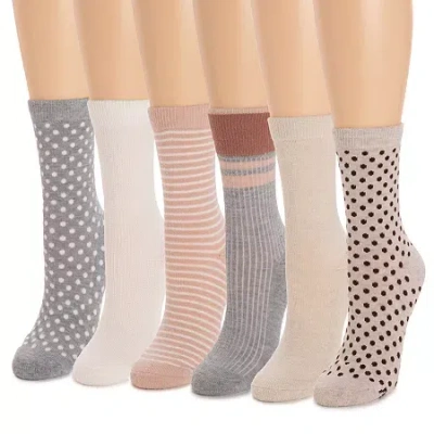 Muk Luks Womens 6 Pair Crew Socks In Neutral