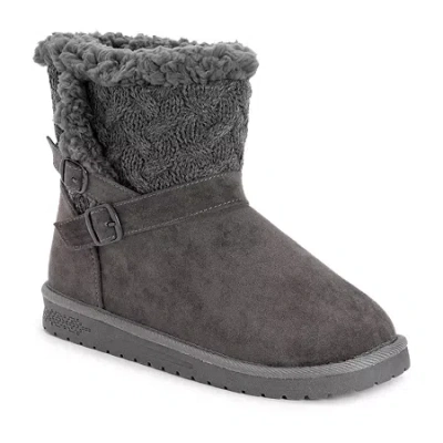Muk Luks Womens Alyx Flat Heel Booties In Gray