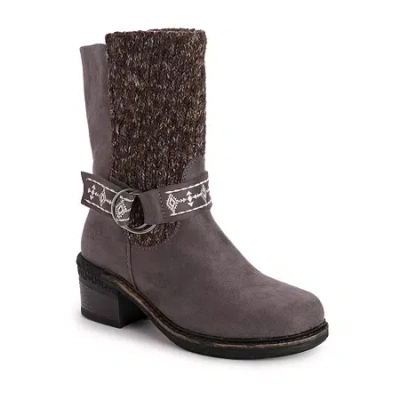 Muk Luks Womens Arya Alice Stacked Heel Dress Boots In Gray
