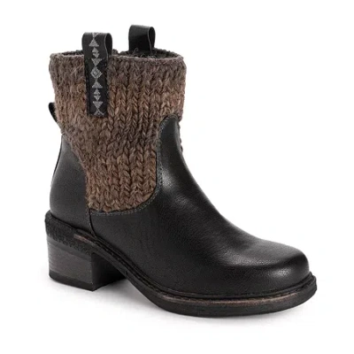 Muk Luks Womens Arya Arlene Stacked Heel Dress Boots In Black