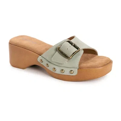 Muk Luks Womens Cora Wedge Sandals In Green