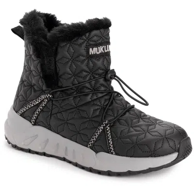 Muk Luks Womens Faux Fur Lined Faux Leather Booties In Blue