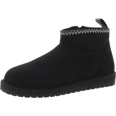 Muk Luks Womens Faux Fur Lined Faux Suede Winter & Snow Boots In Black