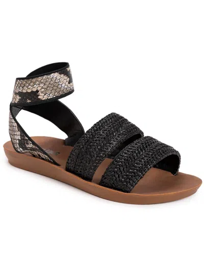 Muk Luks Womens Faux Leather Ankle Strap In Black
