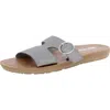 Muk Luks Womens Faux Leather Slip On Slide Sandals In Silver