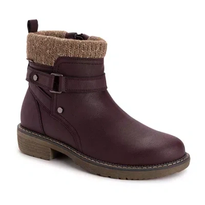 Muk Luks Womens Garland Gina Stacked Heel Dress Boots In Burgundy