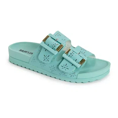 Muk Luks Womens Grand Cayman Sandal Adjustable Strap Flat Sandals In Blue