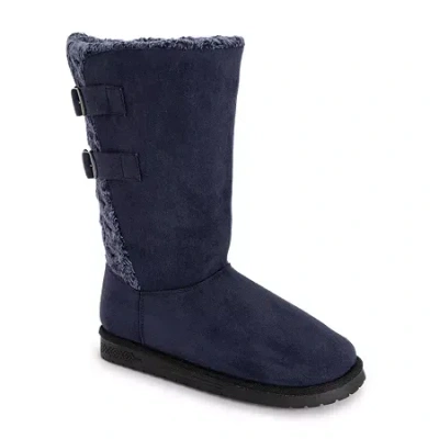 Muk Luks Womens Jean Boot Flat Heel Booties In Black