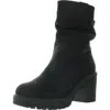 Muk Luks Womens Lugged Sole Faux Suede Mid-calf Boots In Black
