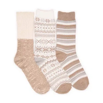 Muk Luks Womens Multi-pack 3 Pair Boot Socks In White