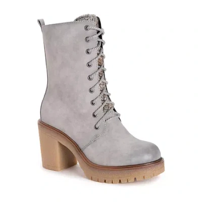 Muk Luks Womens Riser Jazz Block Heel Dress Boots In Gray