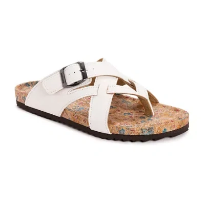 Muk Luks Womens Tanner Terra Turf Strap Sandals In White