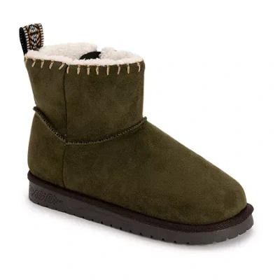 Muk Luks Womens Tatum Boot Flat Heel Booties In Green