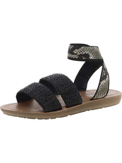 Muk Luks Womens Woven Embossed Ankle Strap In Black