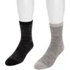 Muk Luks Wool Blend 6" Socks 2 Pair Pack In Multi