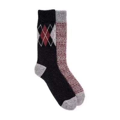 Muk Luks Wool Mens 2 Pair Crew Socks In Multi