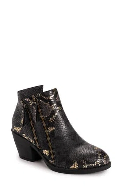 Muk Luks Yellowstone Yardley Bootie In Black Snake