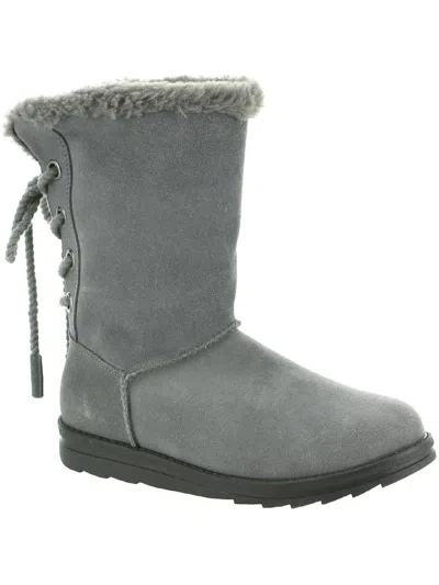 Muk Luks Ziggy Rodeo Womens Suede Faux Fur Lined Mid-calf Boots In Grey
