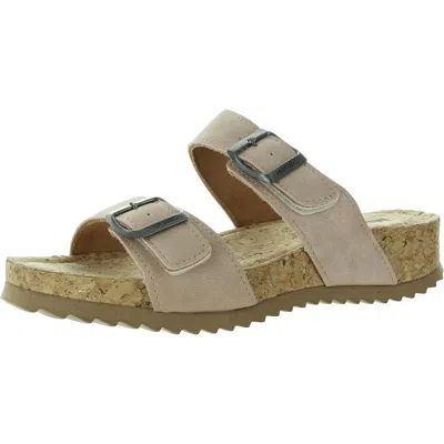Mukluk Womens Cork Faux Leather Slide Sandals In Gold