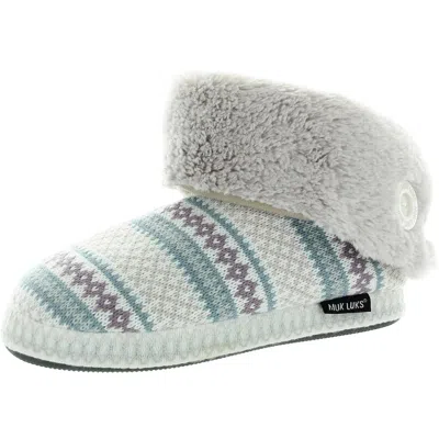 Mukluk Womens Faux Fur Lined Bootie Slippers In Purple