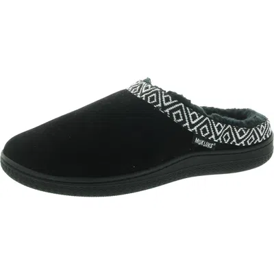 Mukluk Womens Faux Fur Lined Faux Suede Slide Slippers In Black