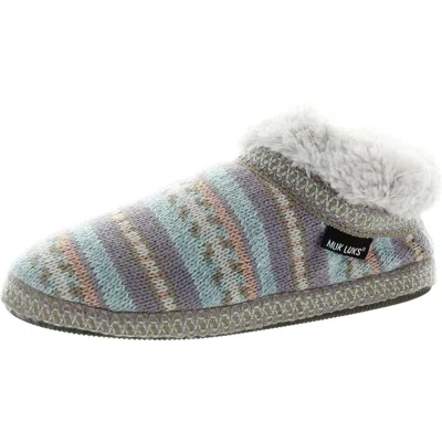 Mukluk Womens Striped Faux Fur Bootie Slippers In Multi