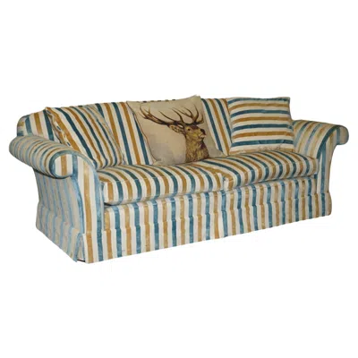 Pre-owned Mulberry 1 Of 2 Stunning  Home Designer Contemporary Striped Three Seater Sofas In Purple