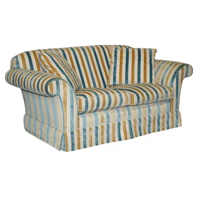 Pre-owned Mulberry 1 Of 2 Stunning  Home Designer Contemporary Striped Two Seater Sofas In Purple