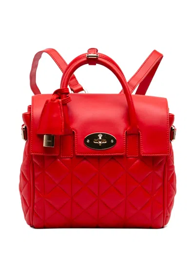 Pre-owned Mulberry 2000-2026 Mini Quilted Nappa Cara Delevingne Convertible Bag Backpack In Red