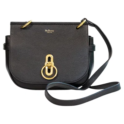 Pre-owned Mulberry 2000s  Amberley Black Leather Crossbody Bag In Purple