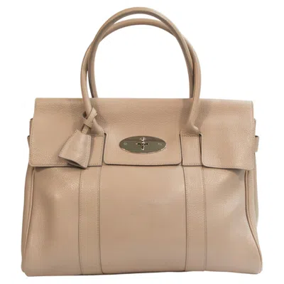 Pre-owned Mulberry 2000s  Bayswater Beige Leather Top Handle Bag In Purple