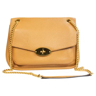 Pre-owned Mulberry 2000s  Darley Large Shoulder Bag Dark Beige Leather In Purple