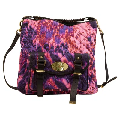 Pre-owned Mulberry 2000s  Leopard Quilted Denim Alexa Tote Bag In Purple