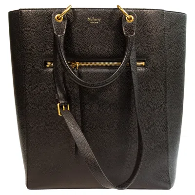 Pre-owned Mulberry 2000s  Maple Black Leather Tote In Purple