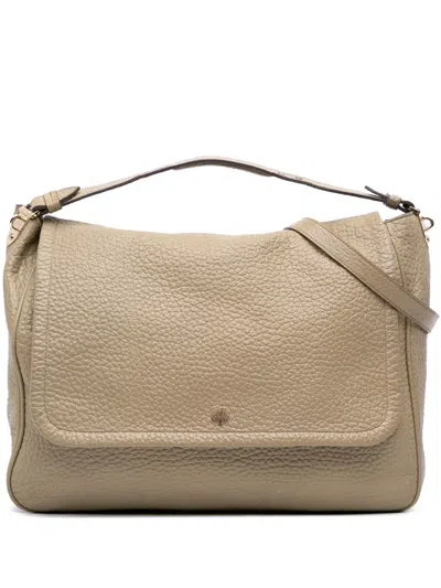 Pre-owned Mulberry 2011-2015 Large Grained Calfskin Evelina Satchel In Brown