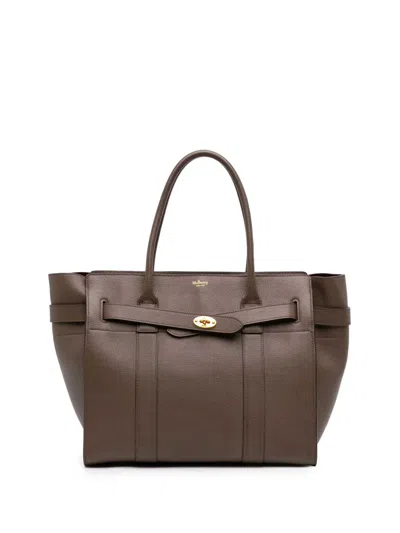 Pre-owned Mulberry 2015-2026 Small Grained Calfskin Zipped Bayswater Satchel In Brown
