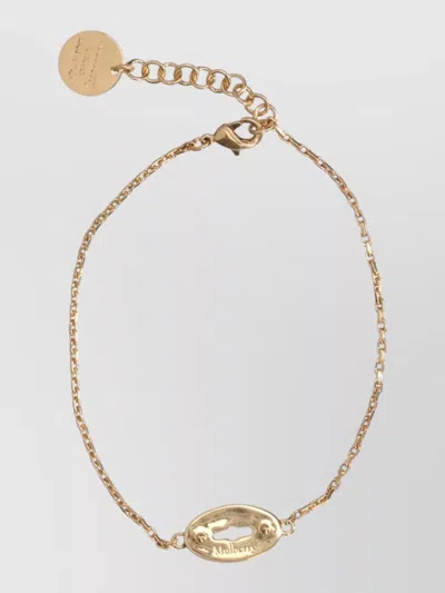 Mulberry Adjustable Chain Link Bracelet Engraved Detail