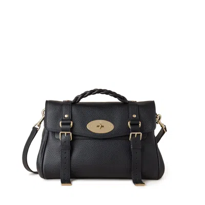 Mulberry Black Leather Mini Alexa Heavy Grain Top Handle Bag