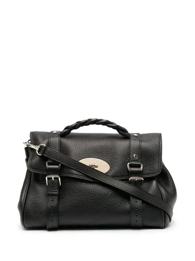 Mulberry 'alexa' Black Handbag With Adjustable And Removable Shoulder Strap And Magnetic Closure