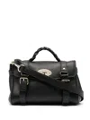 Mulberry 'alexa' Black Mini Handbag With Adjustable And Removable Shoulder Strap And Braided Handle In Graine In Black