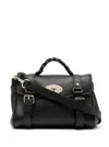 Mulberry Alexa Black Mini Handbag With Adjustable And Removable Shoulder Strap And Braided Handle In Grained  In Black