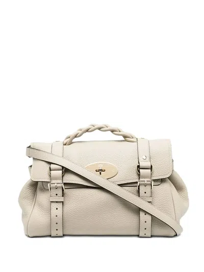 Mulberry Alexa Braided-handle Grain-leather Tote Bag In Neutral