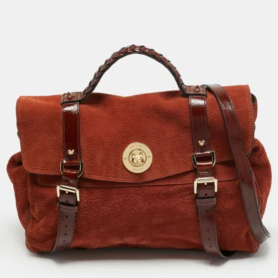 Pre-owned Mulberry Alexa Fox - Lock Oversized Brown Nubuck Leather Top Handle Bag
