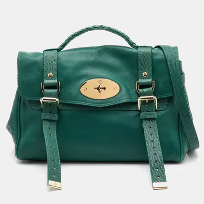 Pre-owned Mulberry Alexa Green Leather Flap Top Handle Bag